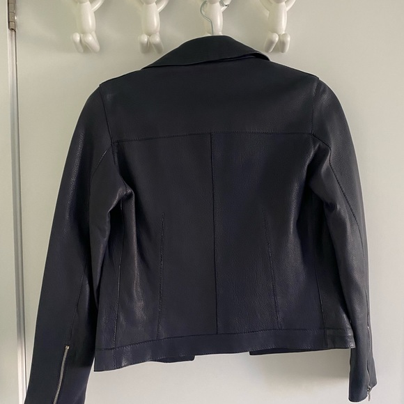 Massimo Dutti Blue Leather Jacket Size XS - Picture 5 of 13